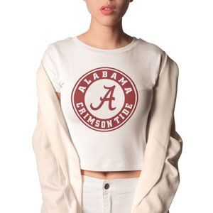 NEW Alabama Crimson Tide Form Fit Crop Top Shirt WHITE